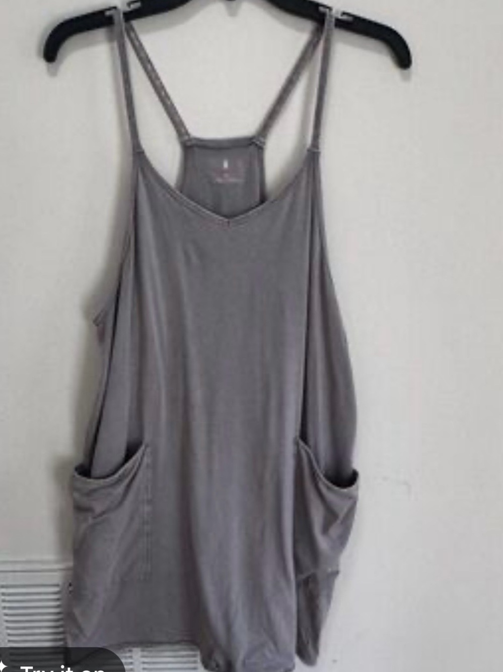 Free People Gray Pocket Romper with Racerback